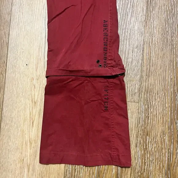 Vtg Abercrombie Fitch Convertible Cargo Pants Womens 6 Low Rise Red Flare 90s - Picture 3 of 11